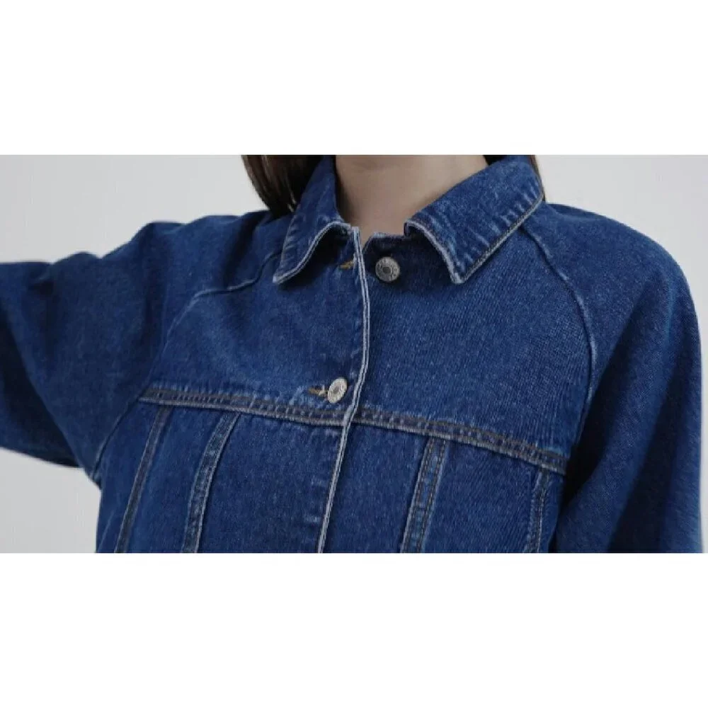 Oversized Denim Jacket Women's Long Sleeve Button Western Trucker Coat